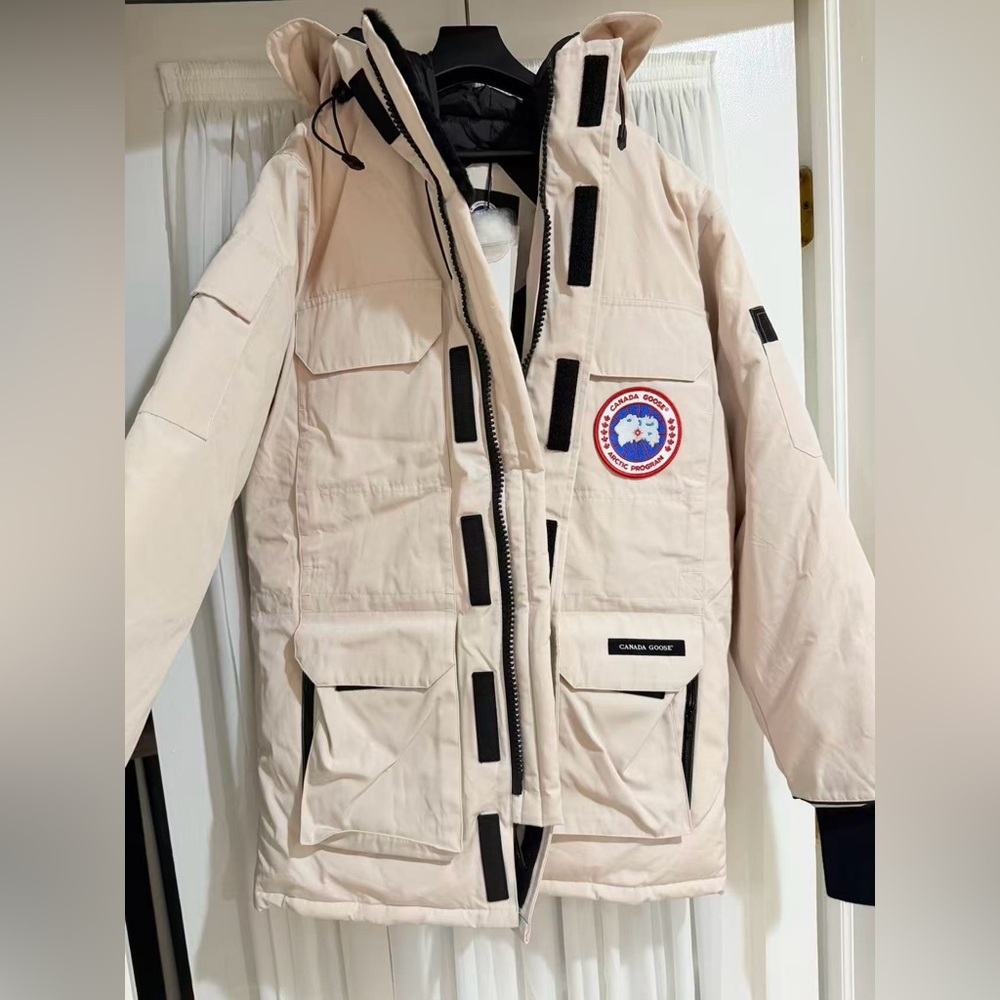 Canada Goose Cream Beaded Trim Parka with Black Accents